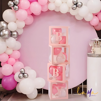 Pink Baby Balloon Boxes - Baby Shower Decorations - 4PCS
