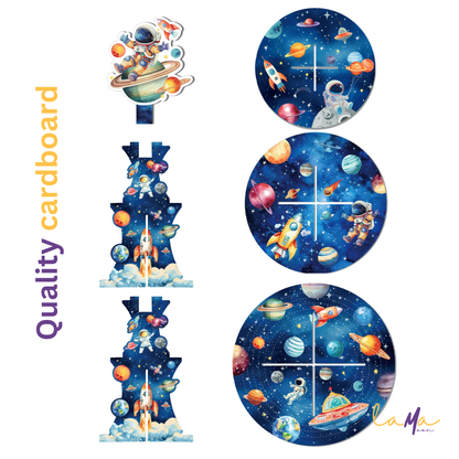 To the Moon! 3-Tier Astronaut Cupcake Stand for Space Birthday Parties