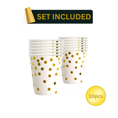 White & Gold Party Supplies 92PCS Set | Elegant Disposable Party Decor by LamaMoon