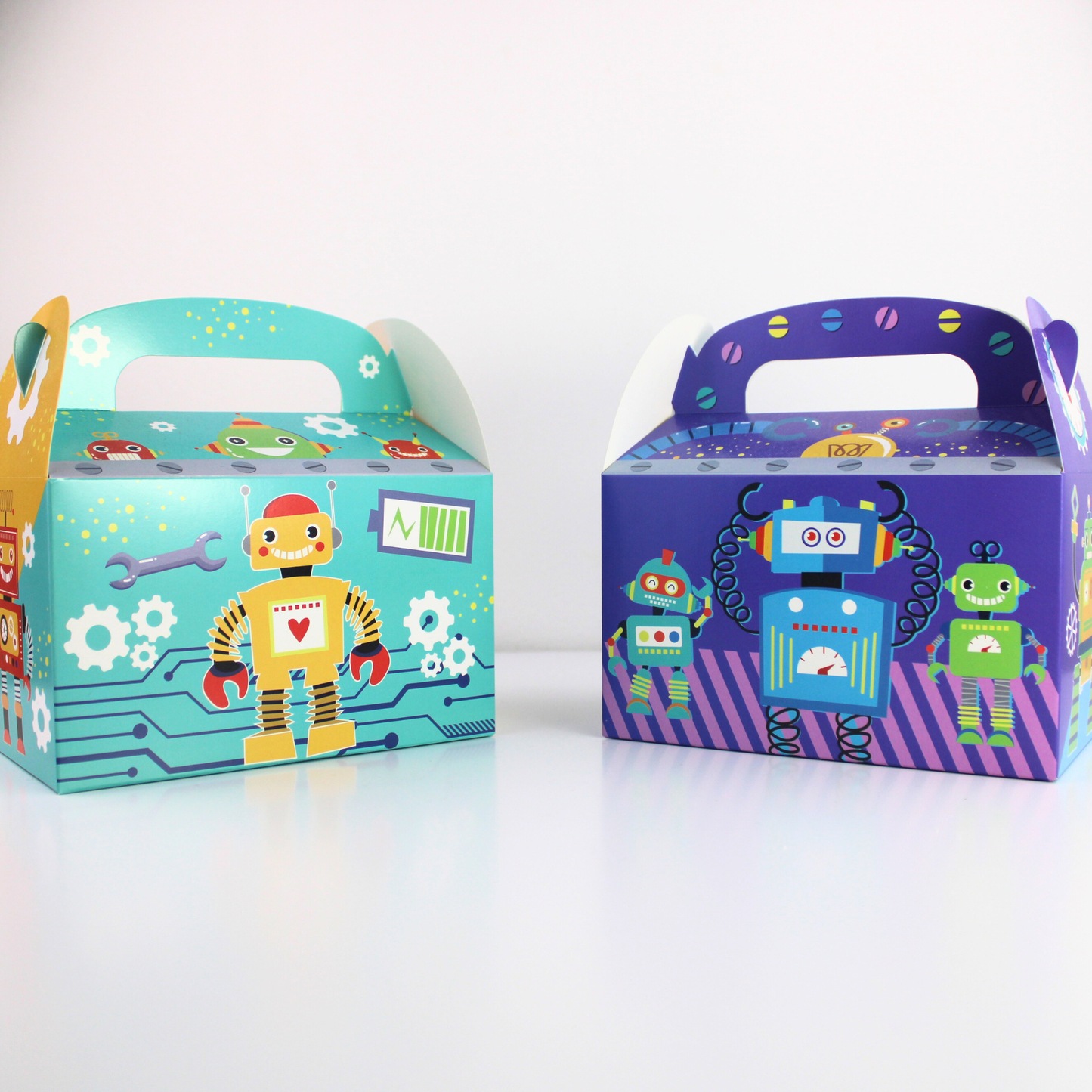 Robot Party Goodie Boxes - Adorable Kids Birthday Favor Boxes with Space Theme