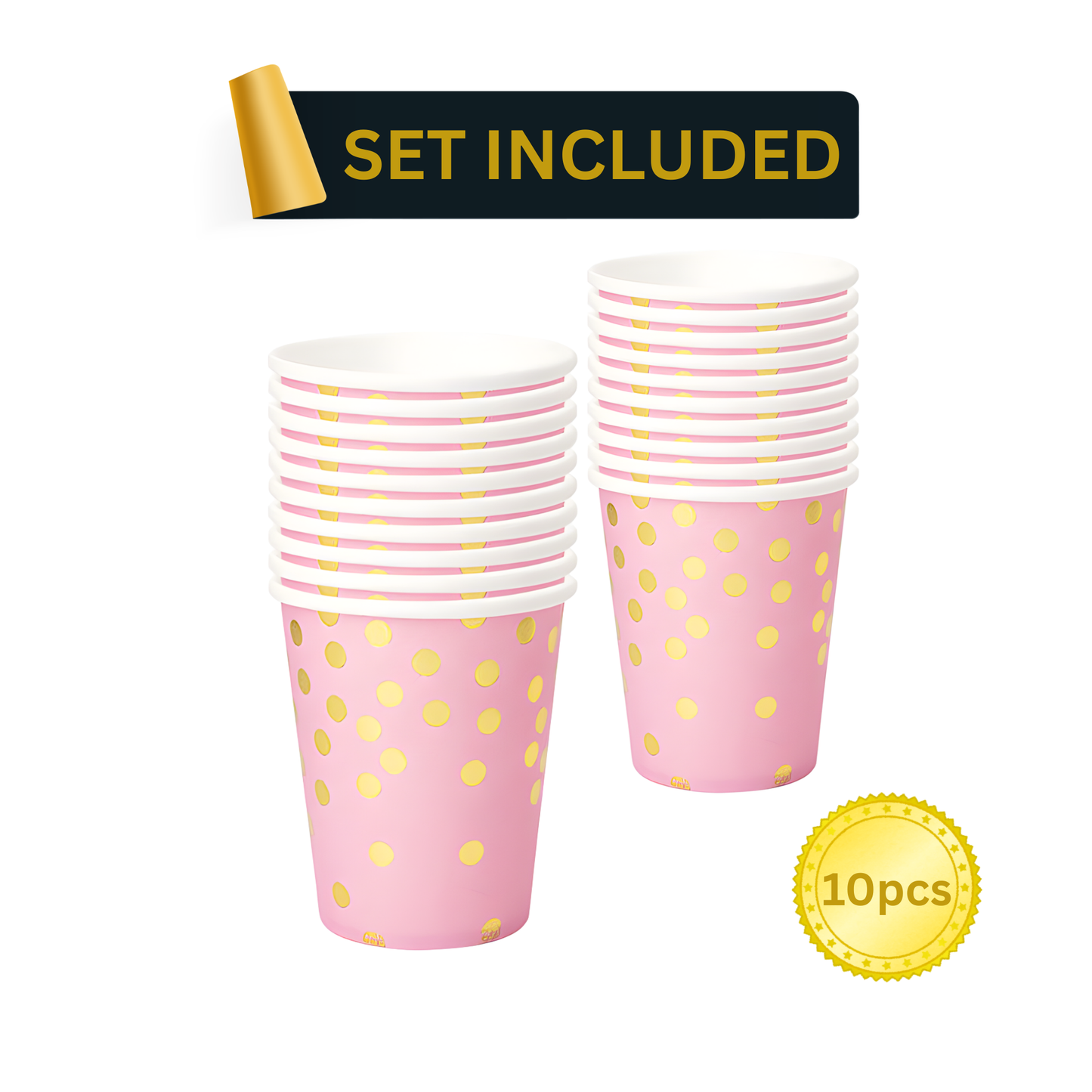 Pink & Gold Party Supplies Set 92PCS for 10 Guests | Disposable Birthday Decorations by LamaMoon