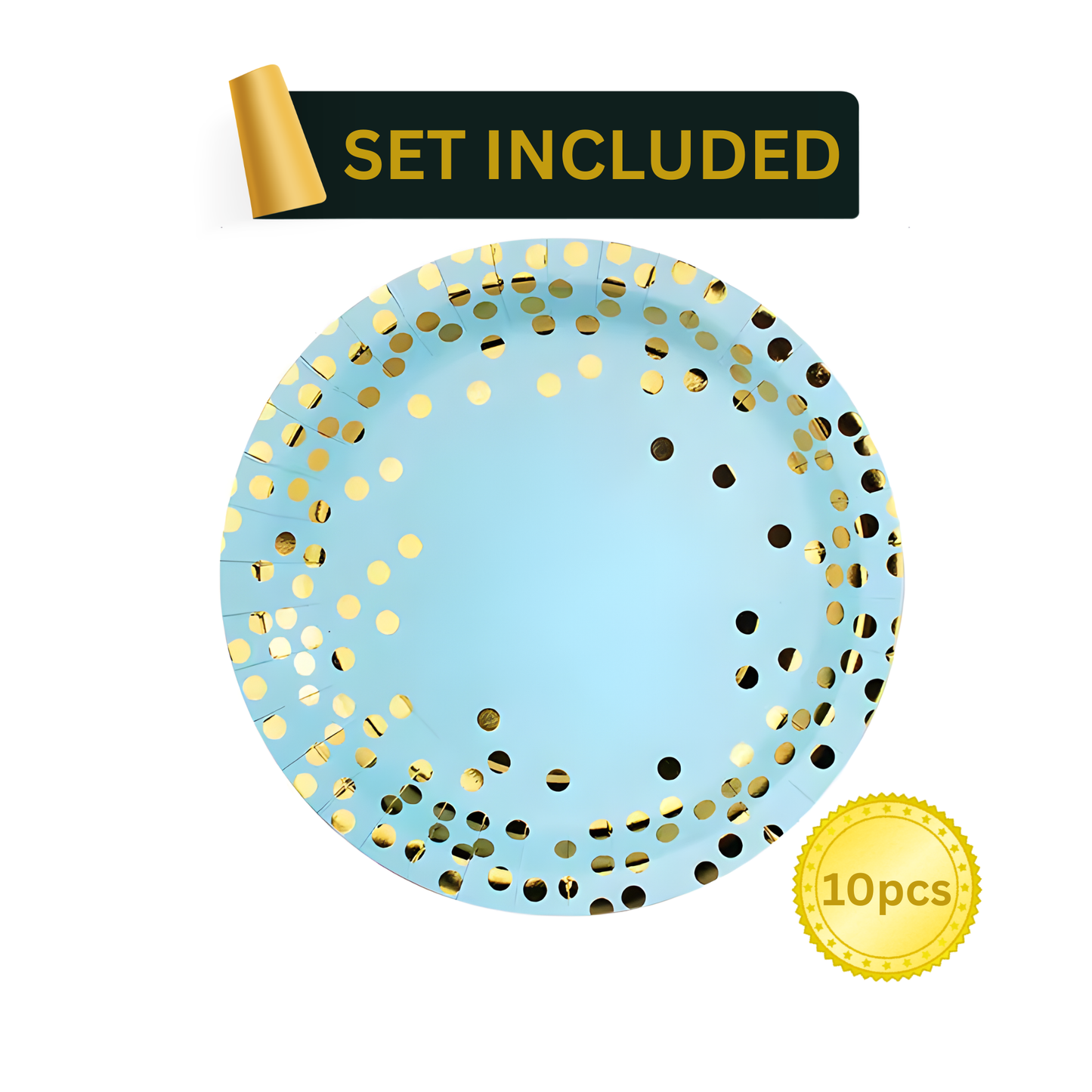 Blue & Gold Party Supplies Set 92PCS for 10 Guests | Elegant Disposable Decor by LamaMoon
