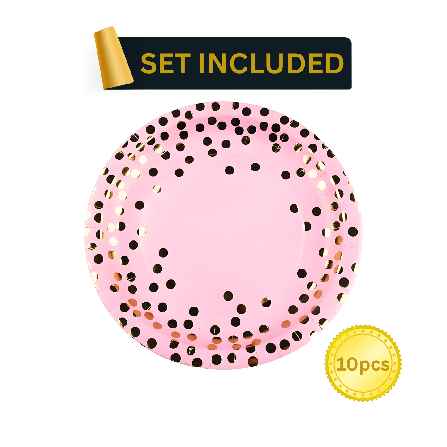 Pink & Gold Party Supplies Set 92PCS for 10 Guests | Disposable Birthday Decorations by LamaMoon