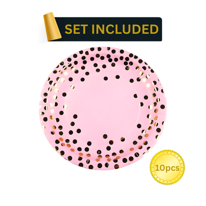 Pink & Gold Party Supplies Set 92PCS for 10 Guests | Disposable Birthday Decorations by LamaMoon
