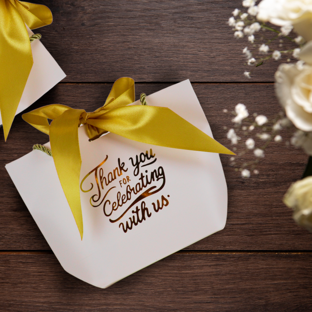 Elegant Thank You Favor Bag with Gold Script