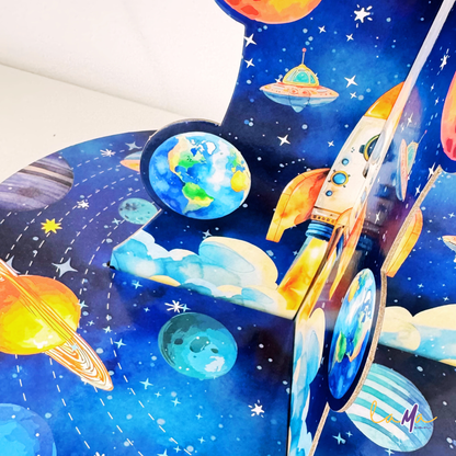 To the Moon! 3-Tier Astronaut Cupcake Stand for Space Birthday Parties