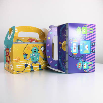 Robot Party Goodie Boxes - Adorable Kids Birthday Favor Boxes with Space Theme