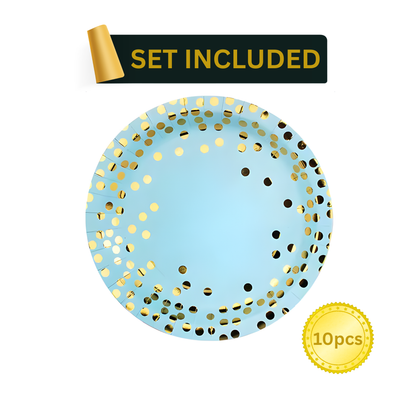 Blue & Gold Party Supplies Set 92PCS for 10 Guests | Elegant Disposable Decor by LamaMoon