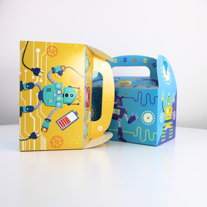 Robot Party Goodie Boxes - Adorable Kids Birthday Favor Boxes with Space Theme