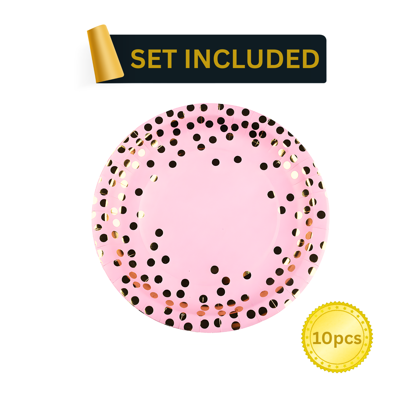 Pink & Gold Party Supplies Set 92PCS for 10 Guests | Disposable Birthday Decorations by LamaMoon
