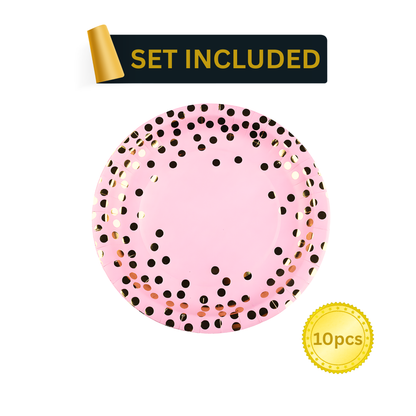 Pink & Gold Party Supplies Set 92PCS for 10 Guests | Disposable Birthday Decorations by LamaMoon