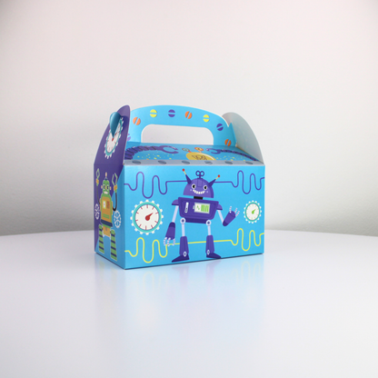 Robot Party Goodie Boxes - Adorable Kids Birthday Favor Boxes with Space Theme