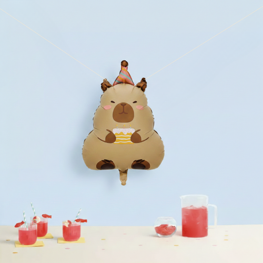 Capybara birthday party foil balloon 65 cm cute animal mylar decoration by LamaMoon