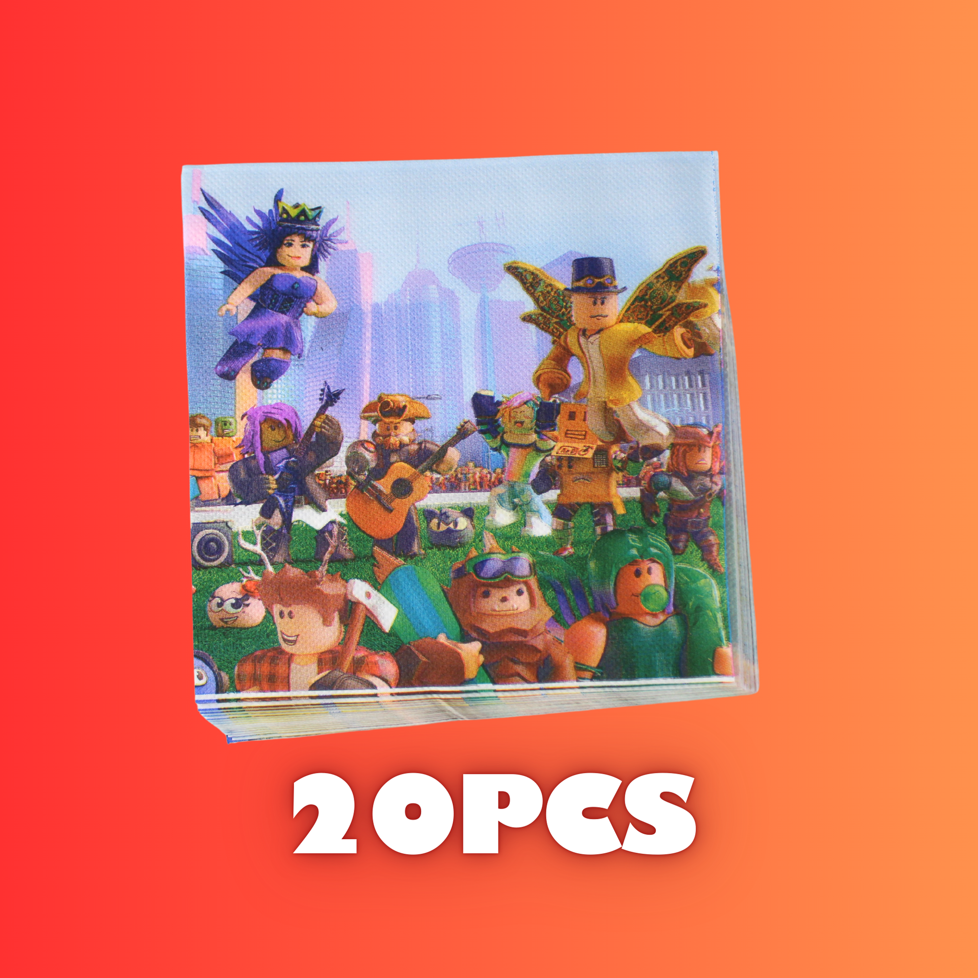 Pack of 10 themed paper napkins from the Roblox party supplies set.